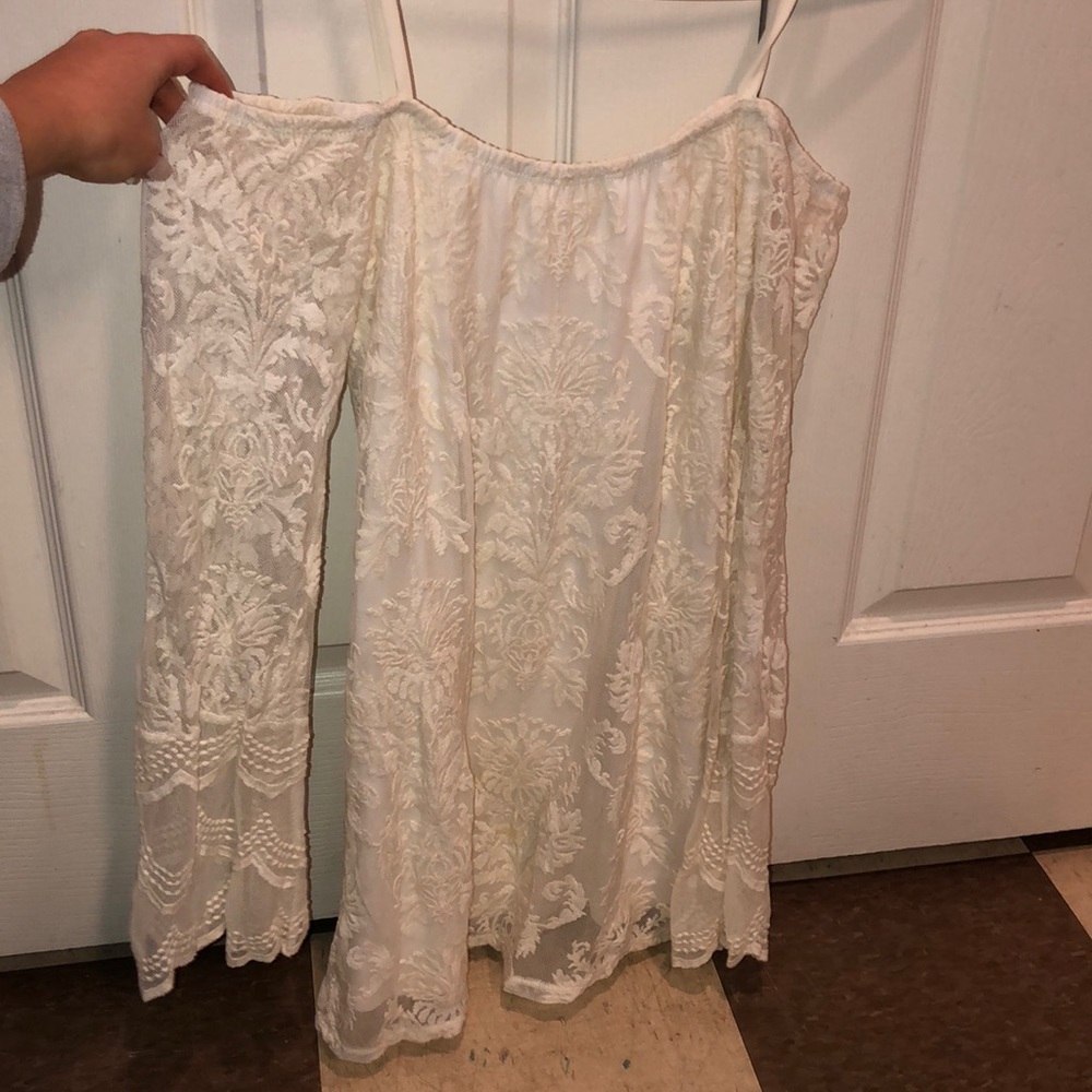 Cream off the shoulder dress